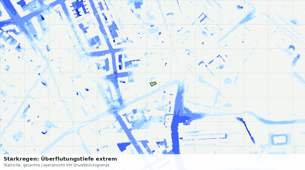 Statische Kartenansicht: Starkregen: Überflutungstiefe extrem
