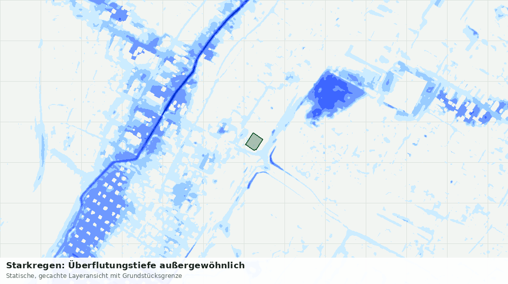 Statische Kartenansicht: Starkregen: Überflutungstiefe außergewöhnlich