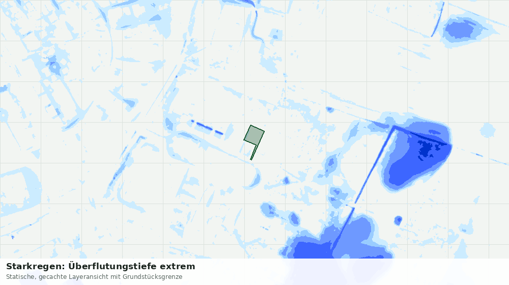 Statische Kartenansicht: Starkregen: Überflutungstiefe extrem