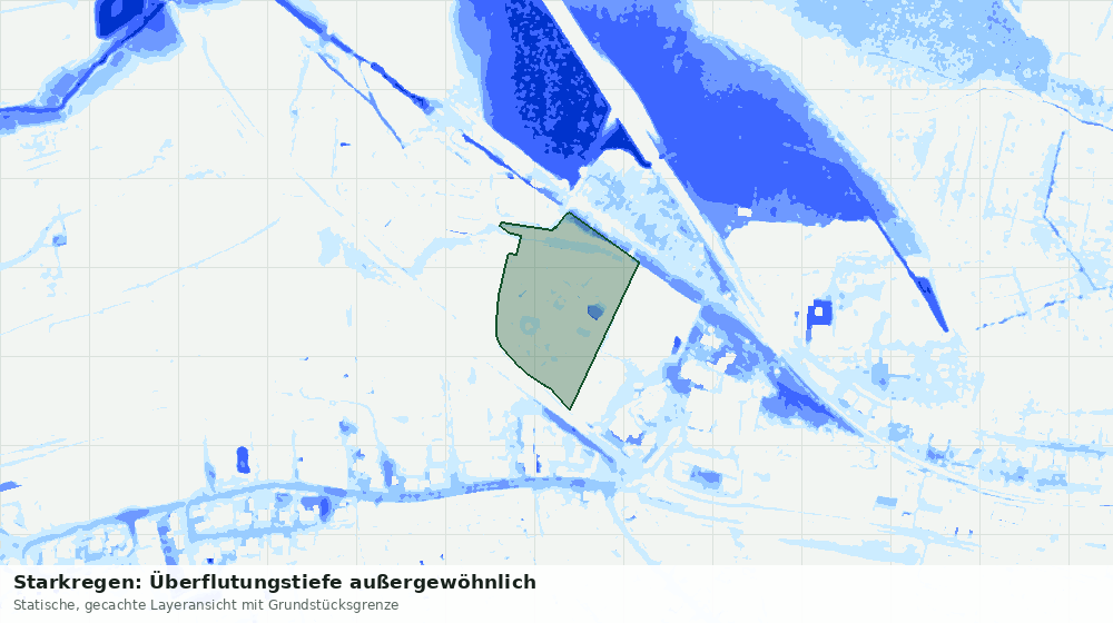 Statische Kartenansicht: Starkregen: Überflutungstiefe außergewöhnlich