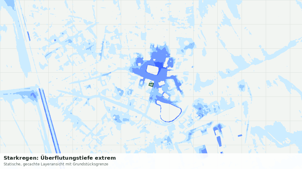 Statische Kartenansicht: Starkregen: Überflutungstiefe extrem