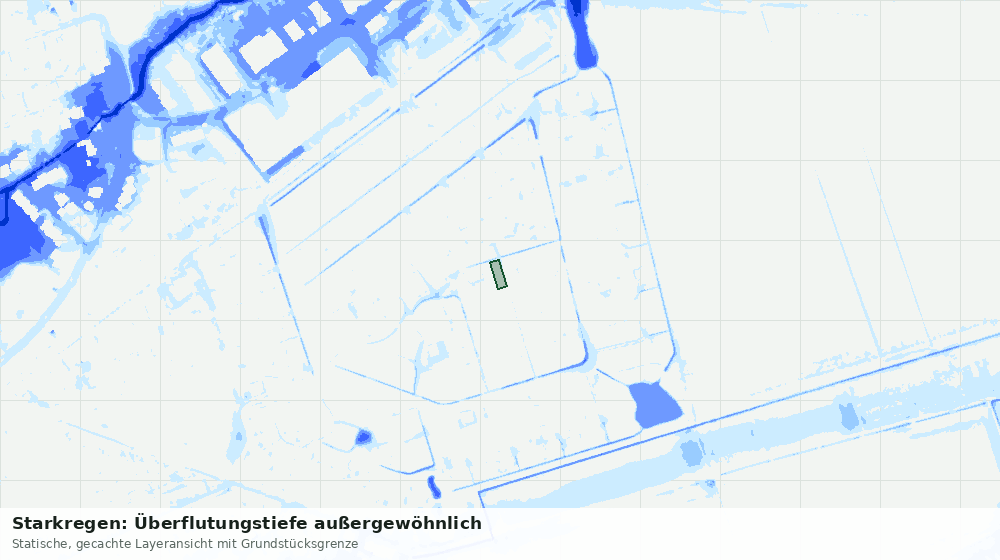 Statische Kartenansicht: Starkregen: Überflutungstiefe außergewöhnlich