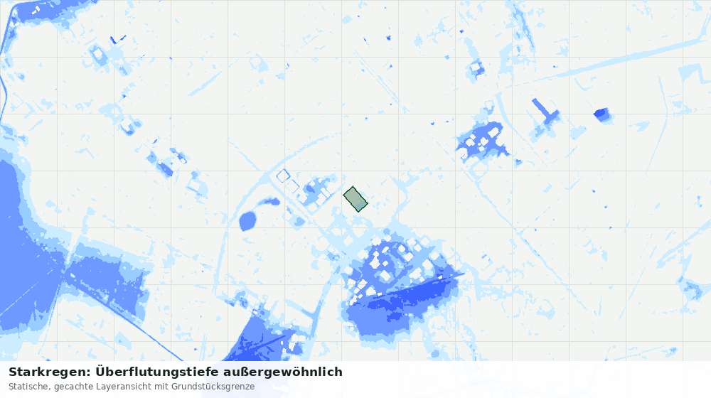 Statische Kartenansicht: Starkregen: Überflutungstiefe außergewöhnlich