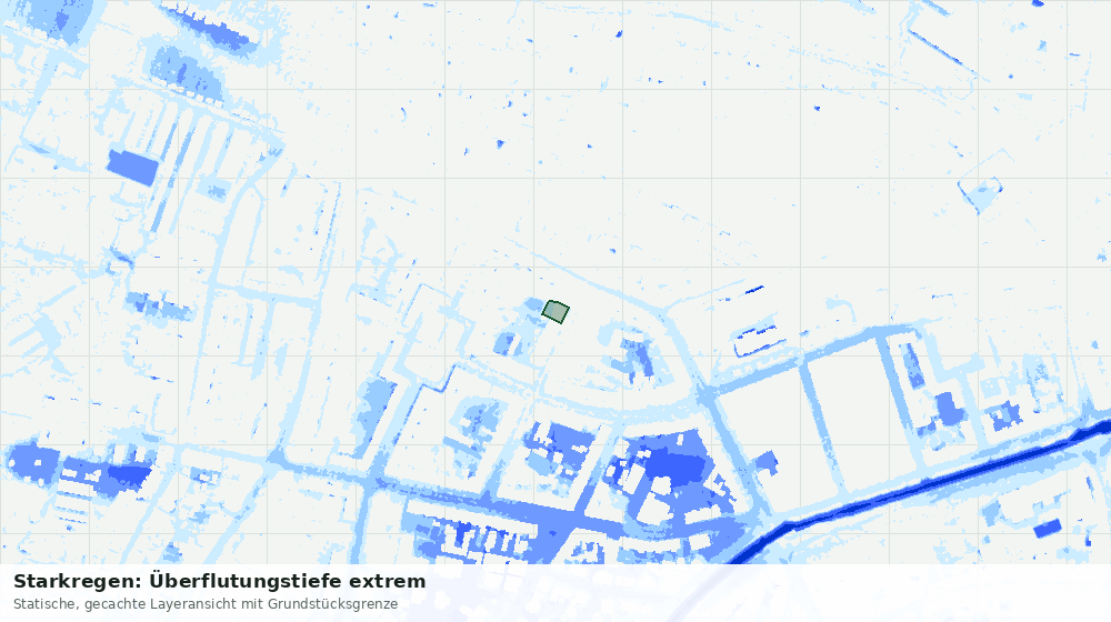 Statische Kartenansicht: Starkregen: Überflutungstiefe extrem
