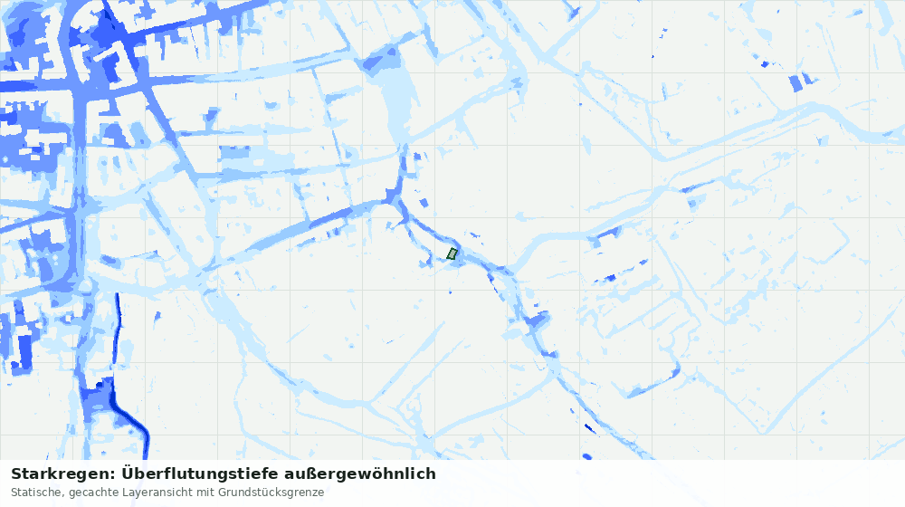 Statische Kartenansicht: Starkregen: Überflutungstiefe außergewöhnlich