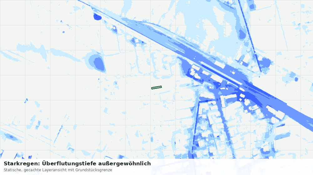 Statische Kartenansicht: Starkregen: Überflutungstiefe außergewöhnlich