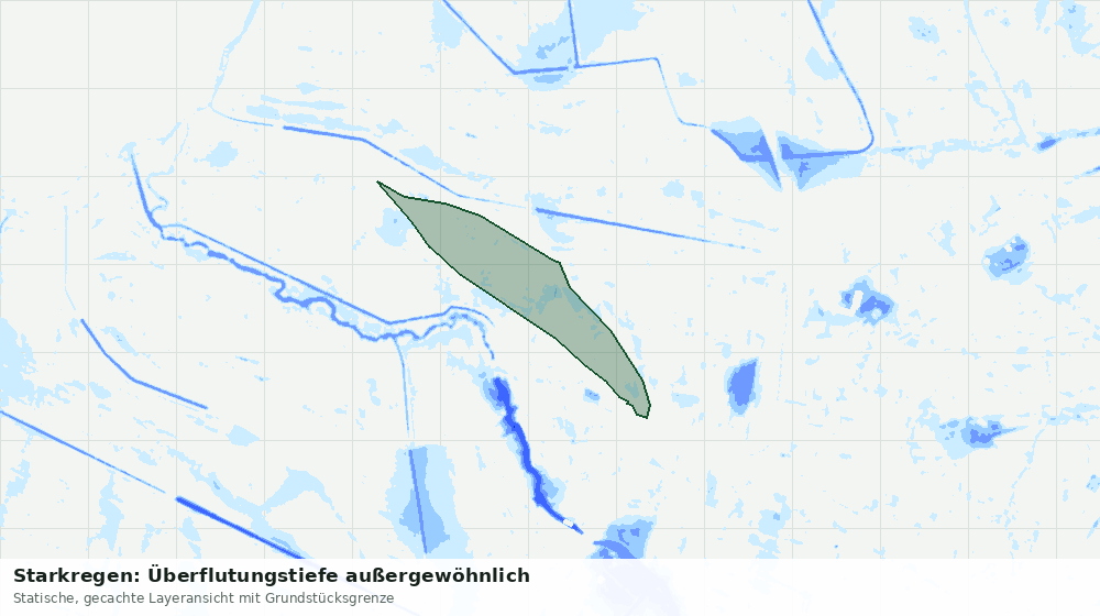 Statische Kartenansicht: Starkregen: Überflutungstiefe außergewöhnlich