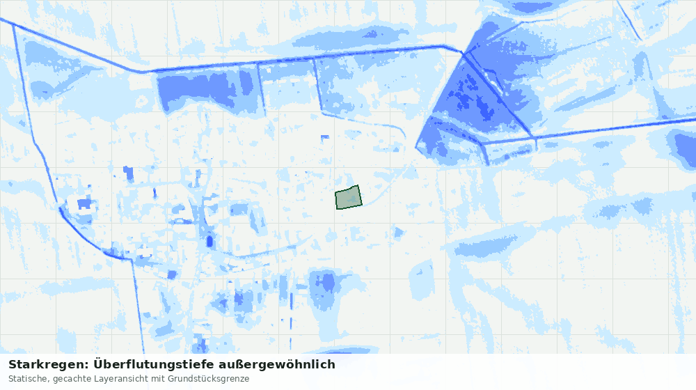 Statische Kartenansicht: Starkregen: Überflutungstiefe außergewöhnlich