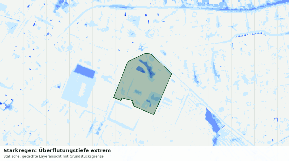 Statische Kartenansicht: Starkregen: Überflutungstiefe extrem