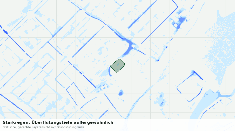 Statische Kartenansicht: Starkregen: Überflutungstiefe außergewöhnlich