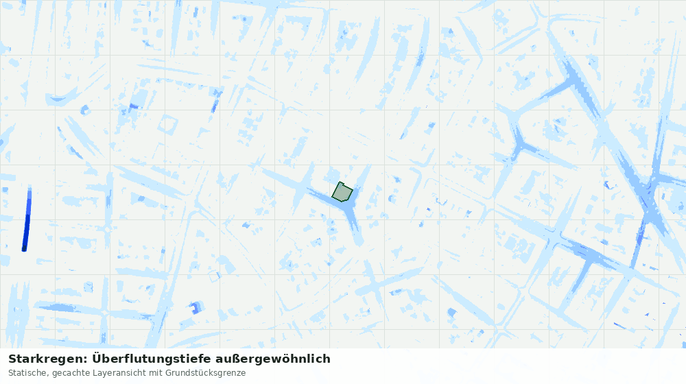 Statische Kartenansicht: Starkregen: Überflutungstiefe außergewöhnlich