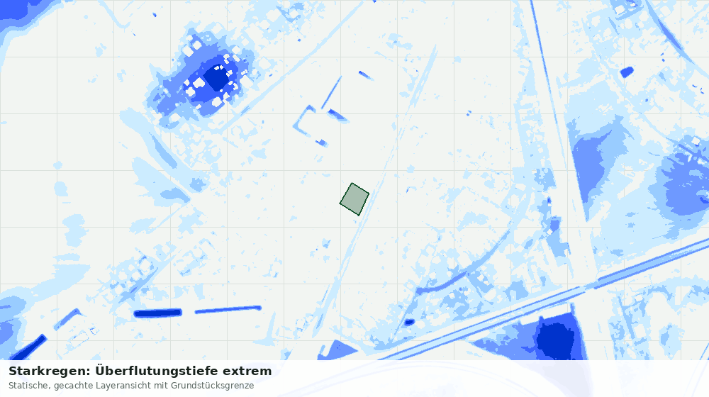Statische Kartenansicht: Starkregen: Überflutungstiefe extrem