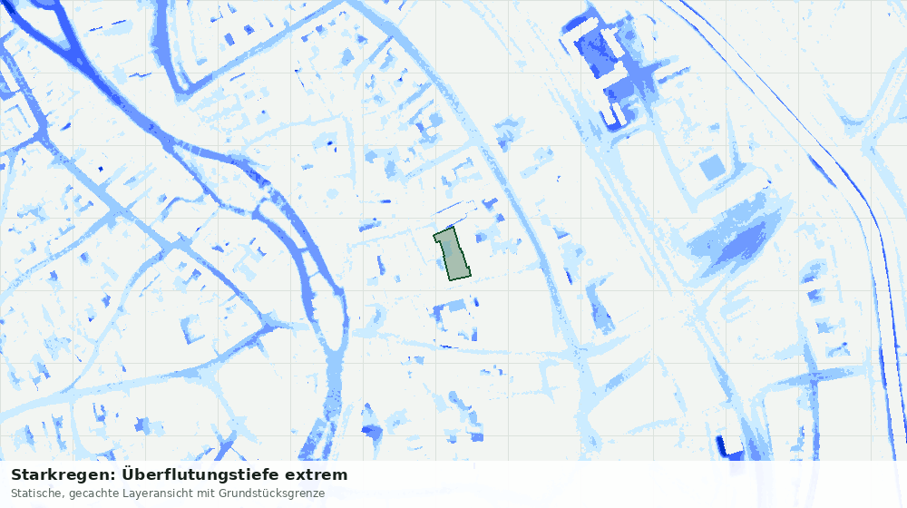 Statische Kartenansicht: Starkregen: Überflutungstiefe extrem