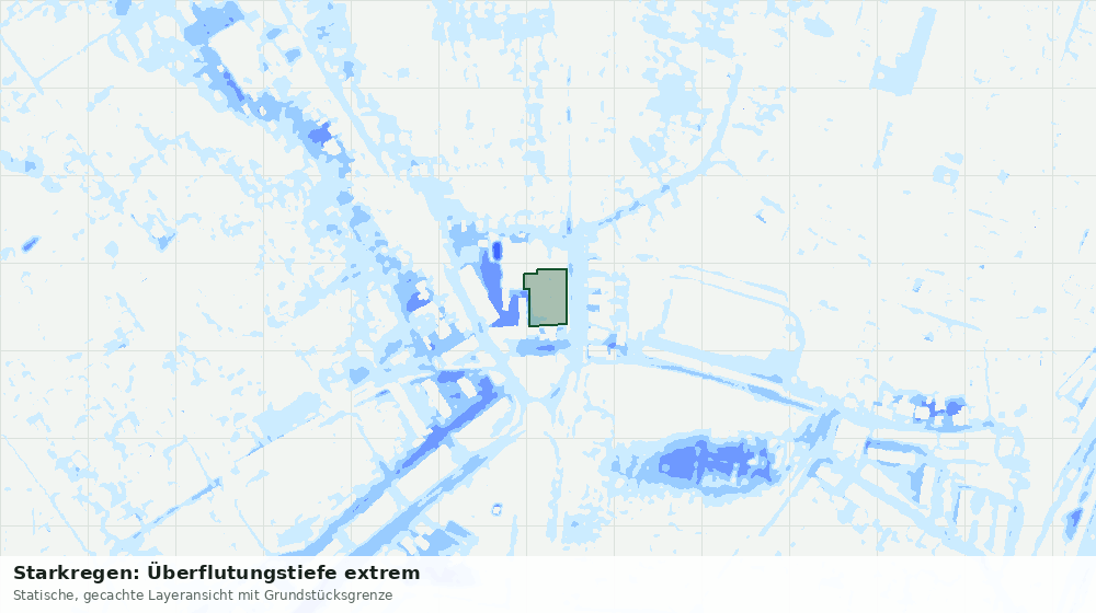 Statische Kartenansicht: Starkregen: Überflutungstiefe extrem