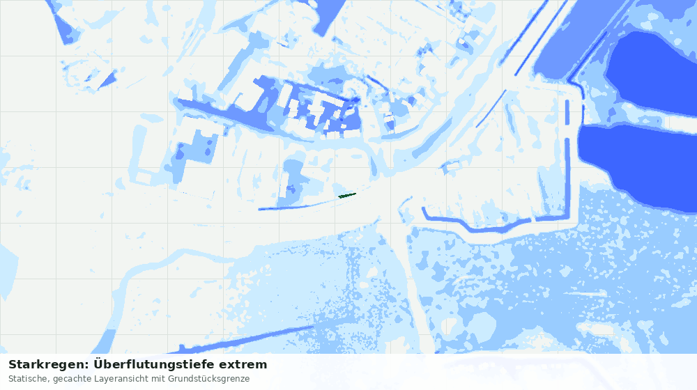 Statische Kartenansicht: Starkregen: Überflutungstiefe extrem