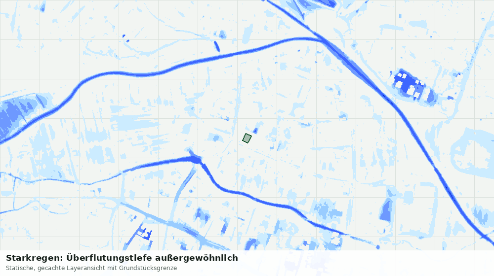 Statische Kartenansicht: Starkregen: Überflutungstiefe außergewöhnlich
