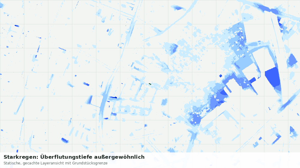 Statische Kartenansicht: Starkregen: Überflutungstiefe außergewöhnlich