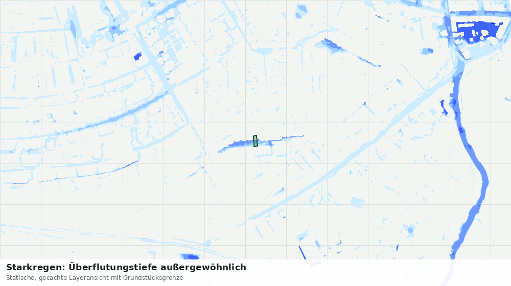 Statische Kartenansicht: Starkregen: Überflutungstiefe außergewöhnlich