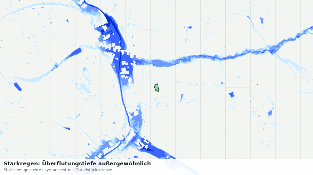 Statische Kartenansicht: Starkregen: Überflutungstiefe außergewöhnlich