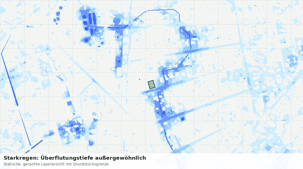 Statische Kartenansicht: Starkregen: Überflutungstiefe außergewöhnlich