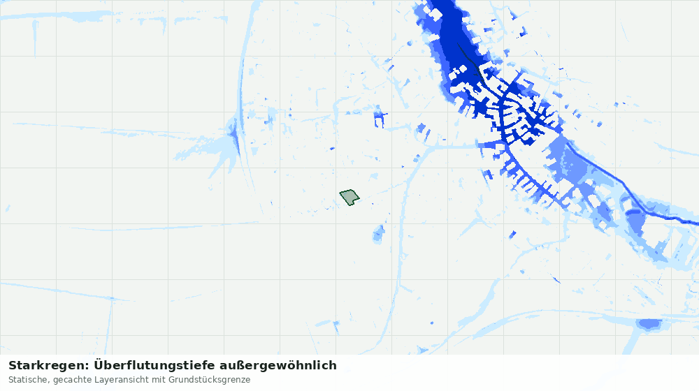 Statische Kartenansicht: Starkregen: Überflutungstiefe außergewöhnlich