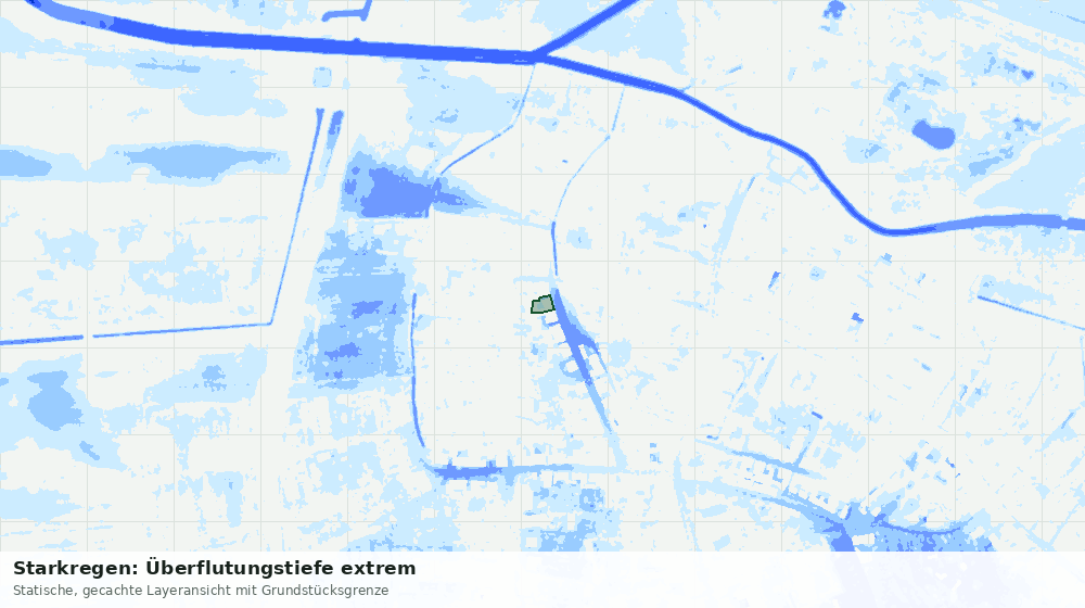 Statische Kartenansicht: Starkregen: Überflutungstiefe extrem