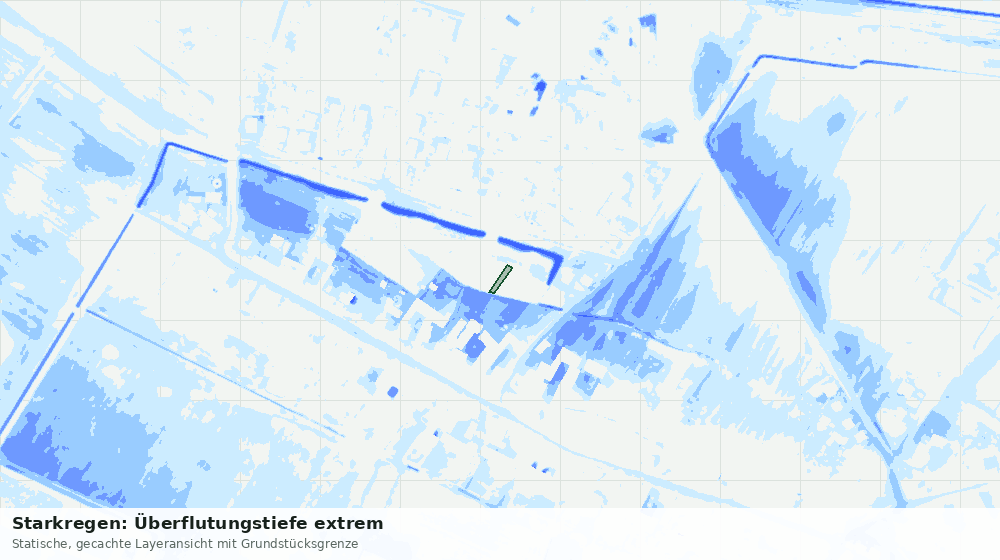 Statische Kartenansicht: Starkregen: Überflutungstiefe extrem