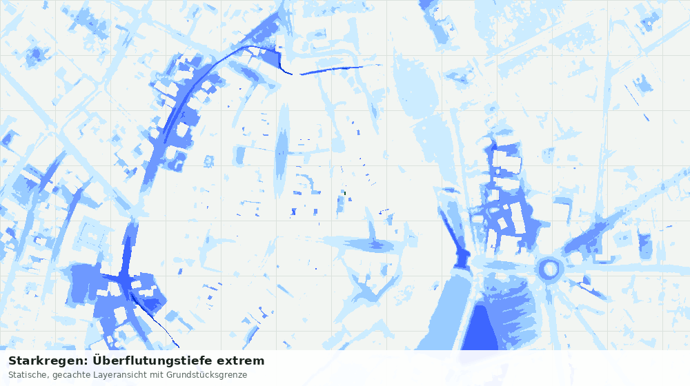 Statische Kartenansicht: Starkregen: Überflutungstiefe extrem