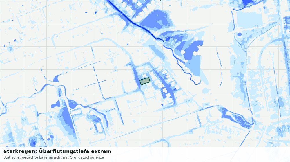 Statische Kartenansicht: Starkregen: Überflutungstiefe extrem