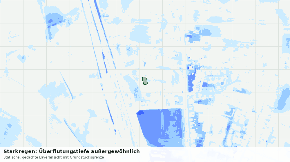 Statische Kartenansicht: Starkregen: Überflutungstiefe außergewöhnlich