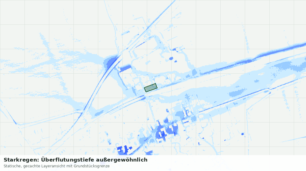 Statische Kartenansicht: Starkregen: Überflutungstiefe außergewöhnlich