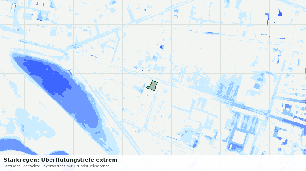 Statische Kartenansicht: Starkregen: Überflutungstiefe extrem