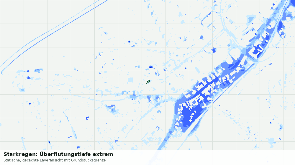 Statische Kartenansicht: Starkregen: Überflutungstiefe extrem