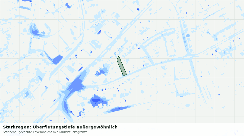 Statische Kartenansicht: Starkregen: Überflutungstiefe außergewöhnlich