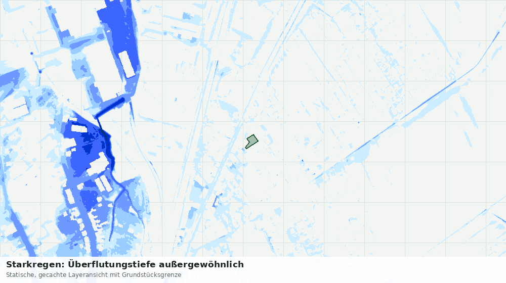 Statische Kartenansicht: Starkregen: Überflutungstiefe außergewöhnlich