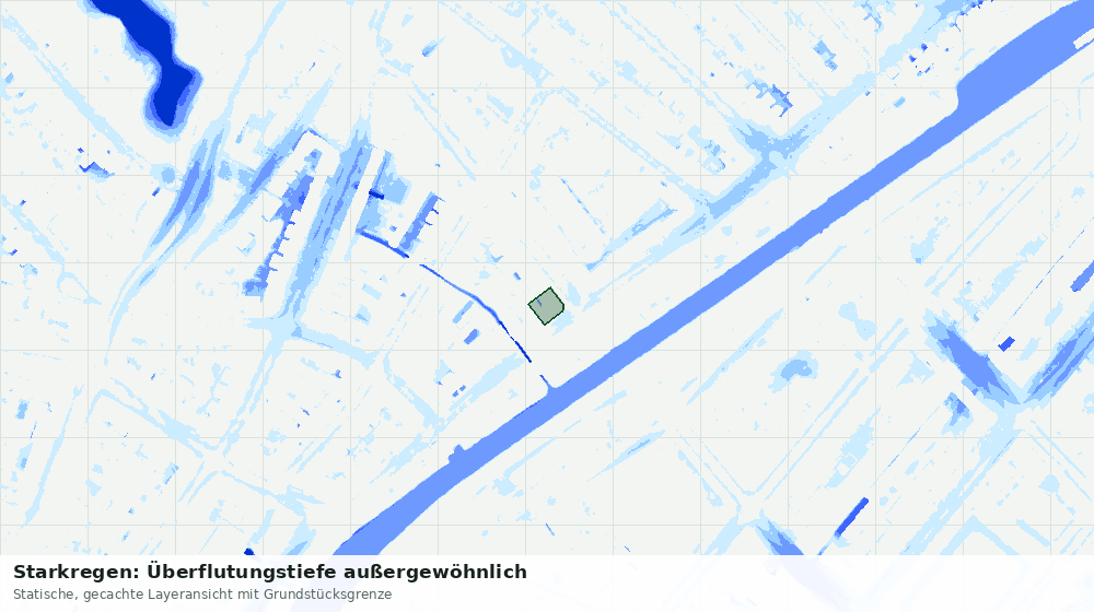 Statische Kartenansicht: Starkregen: Überflutungstiefe außergewöhnlich