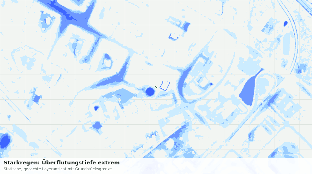 Statische Kartenansicht: Starkregen: Überflutungstiefe extrem