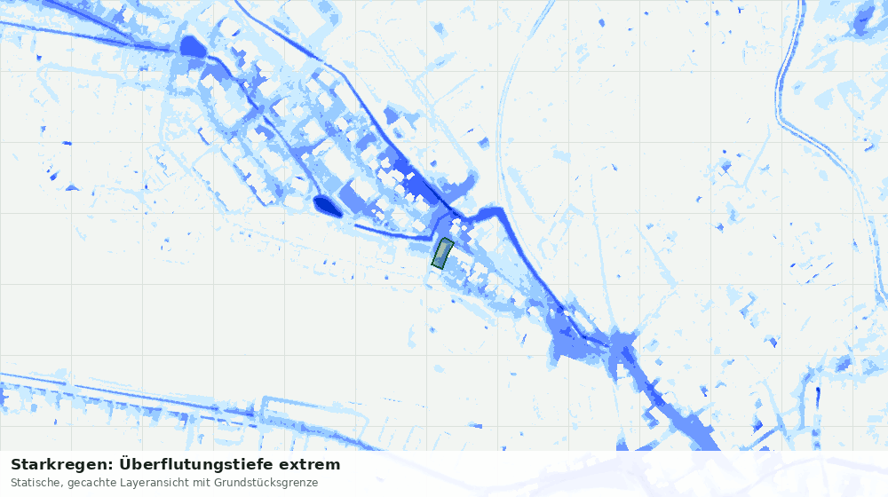 Statische Kartenansicht: Starkregen: Überflutungstiefe extrem