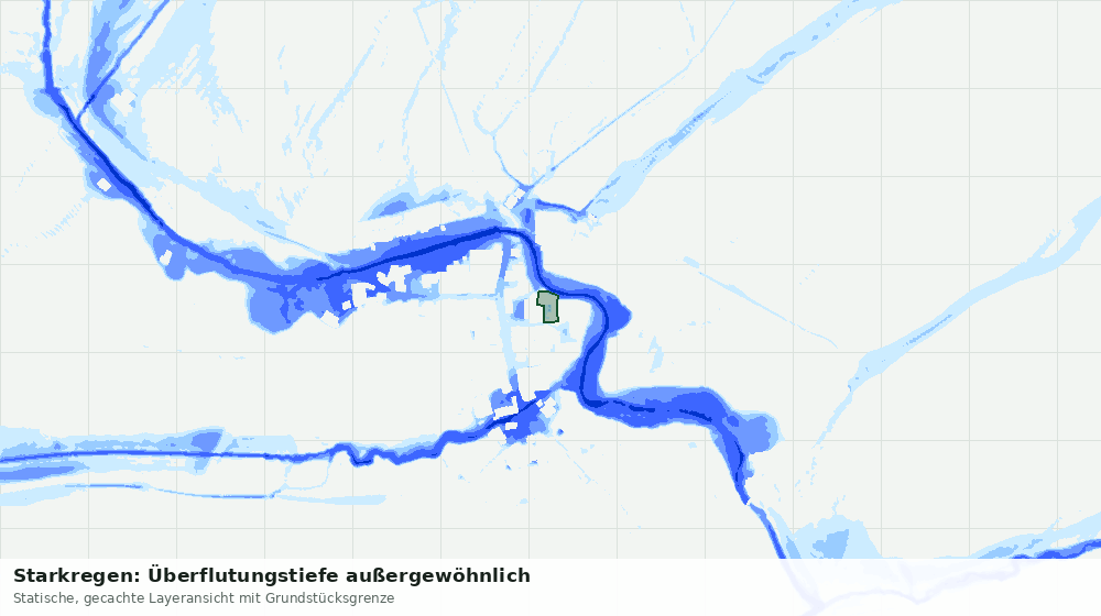 Statische Kartenansicht: Starkregen: Überflutungstiefe außergewöhnlich