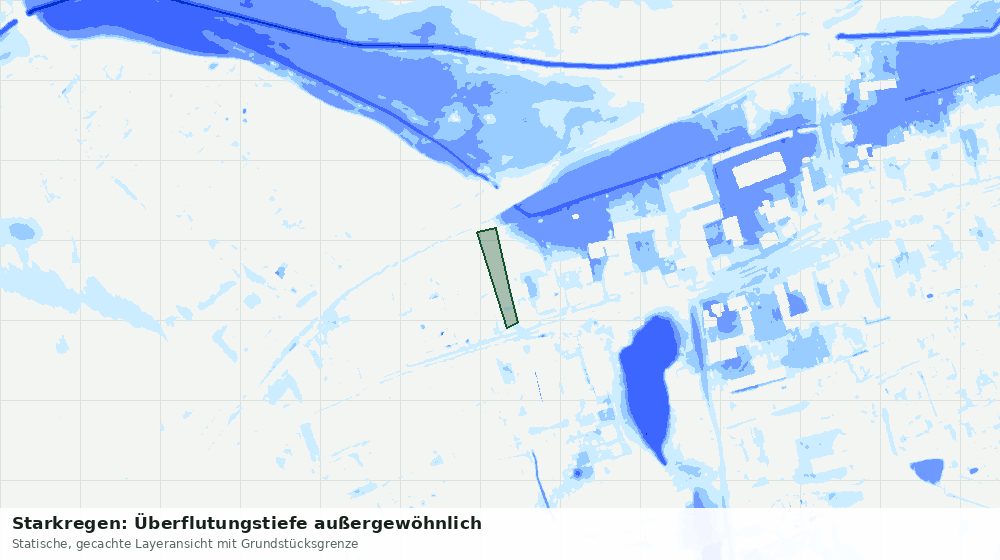 Statische Kartenansicht: Starkregen: Überflutungstiefe außergewöhnlich