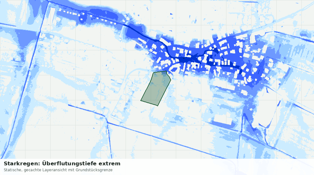 Statische Kartenansicht: Starkregen: Überflutungstiefe extrem
