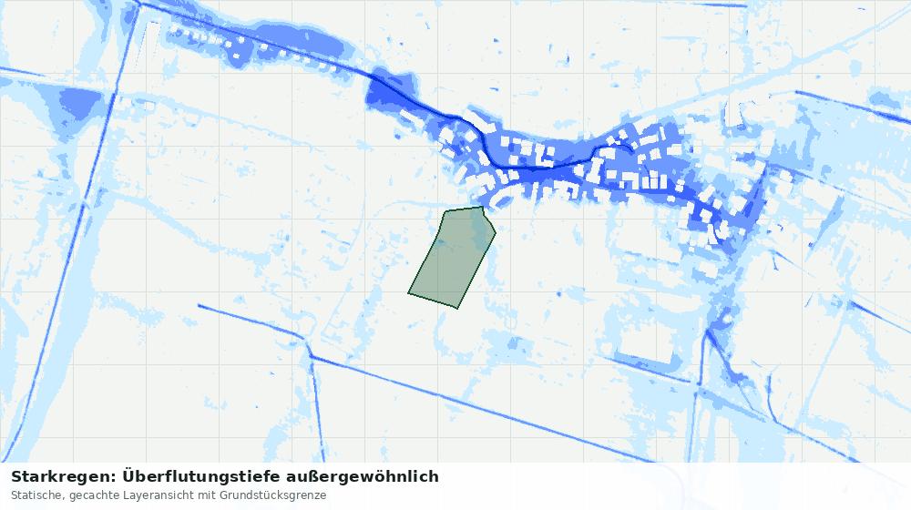 Statische Kartenansicht: Starkregen: Überflutungstiefe außergewöhnlich