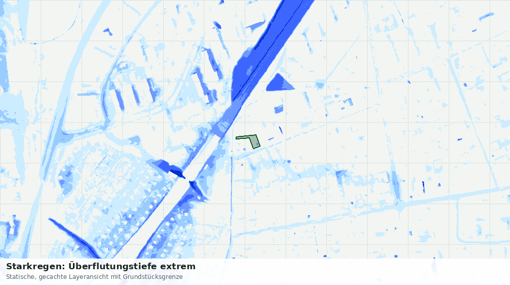 Statische Kartenansicht: Starkregen: Überflutungstiefe extrem