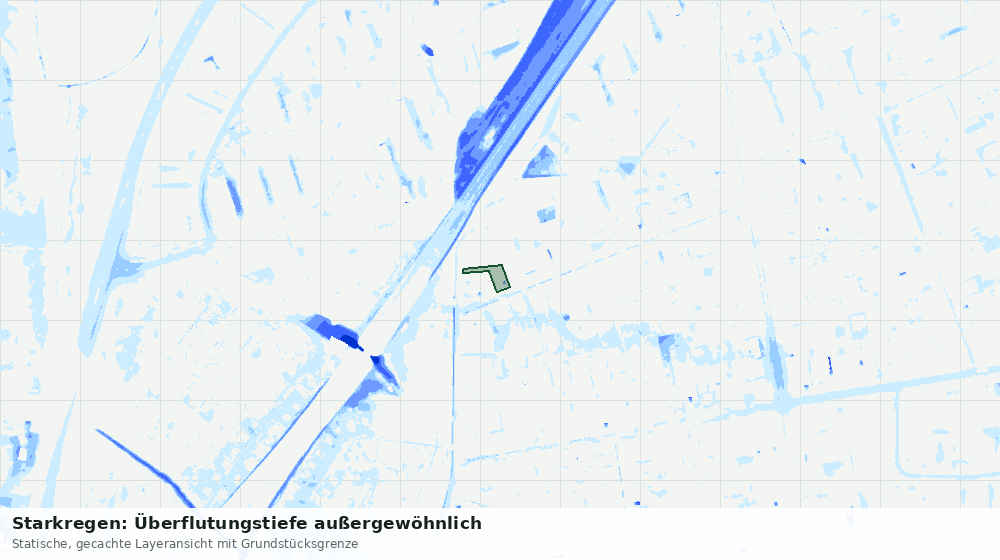 Statische Kartenansicht: Starkregen: Überflutungstiefe außergewöhnlich
