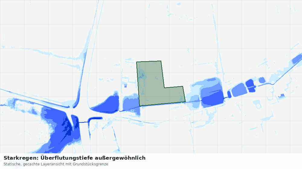 Statische Kartenansicht: Starkregen: Überflutungstiefe außergewöhnlich