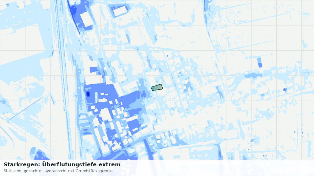 Statische Kartenansicht: Starkregen: Überflutungstiefe extrem