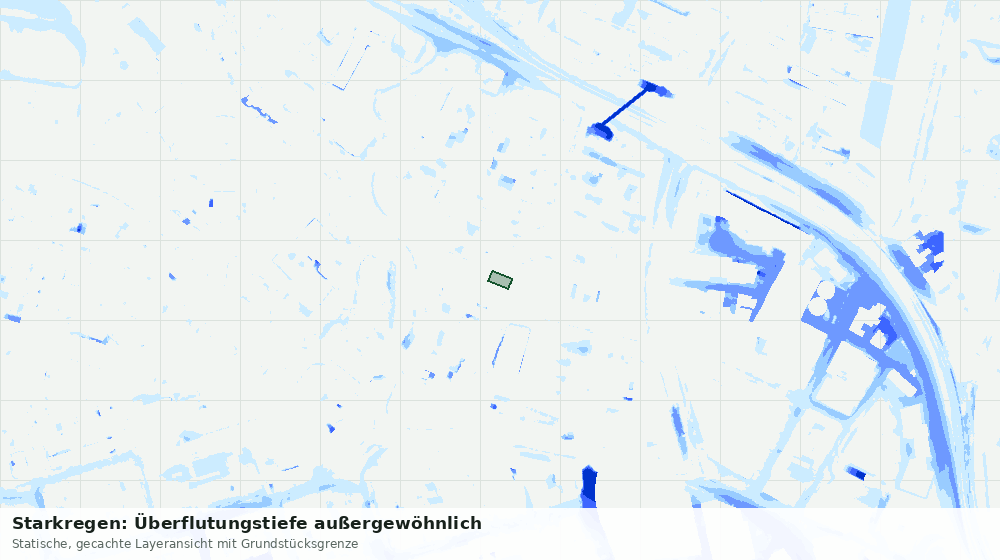 Statische Kartenansicht: Starkregen: Überflutungstiefe außergewöhnlich