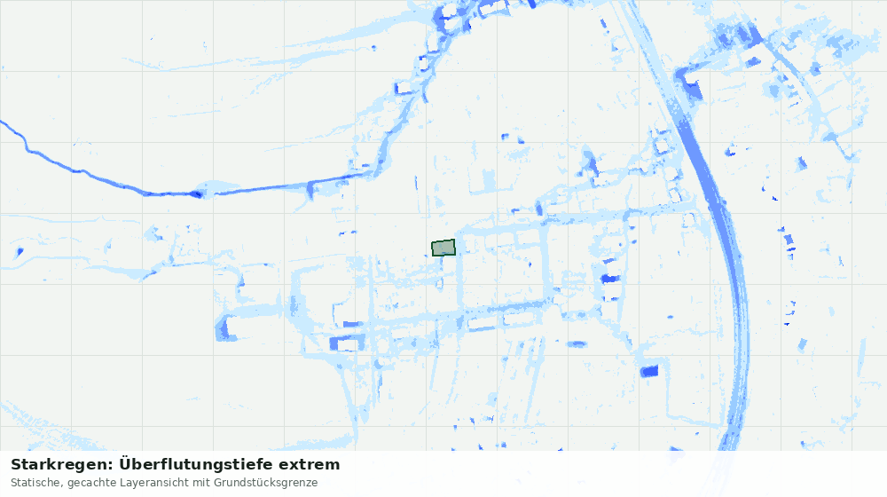 Statische Kartenansicht: Starkregen: Überflutungstiefe extrem