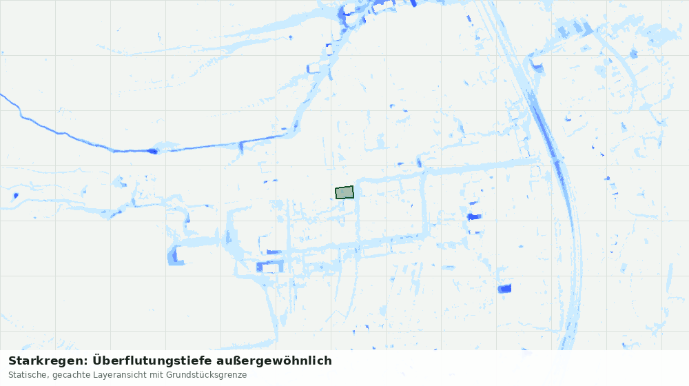 Statische Kartenansicht: Starkregen: Überflutungstiefe außergewöhnlich