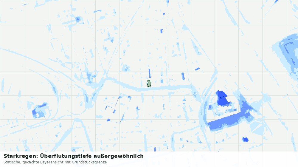Statische Kartenansicht: Starkregen: Überflutungstiefe außergewöhnlich